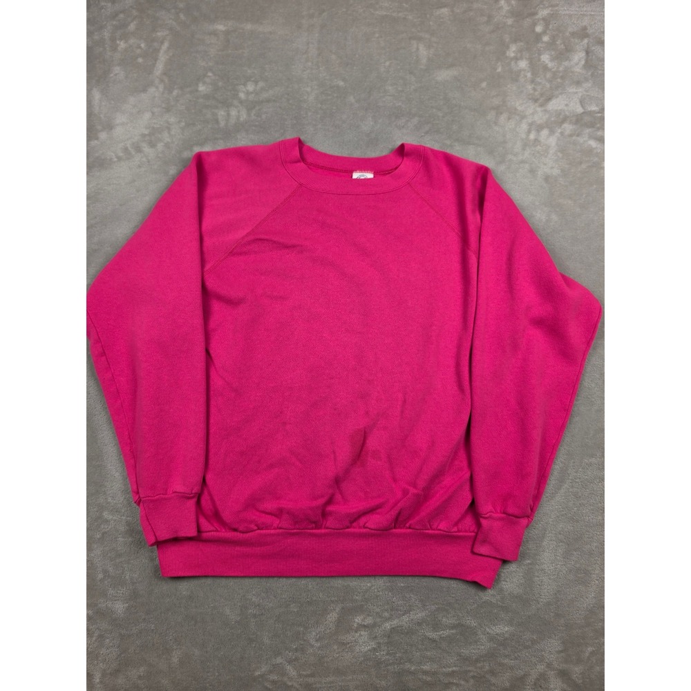 Vintage Pannill Sweatshirt Womens XXL Pink 80s Raglan USA Made Blank Crewneck